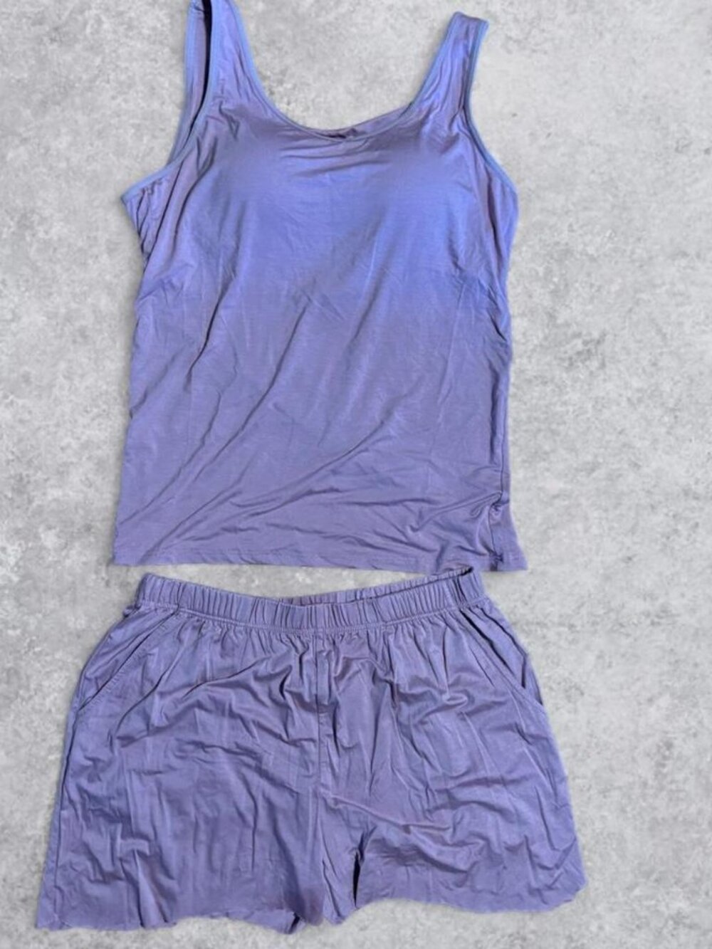 Pink tank top and shorts set with built in bra - SIZE XL